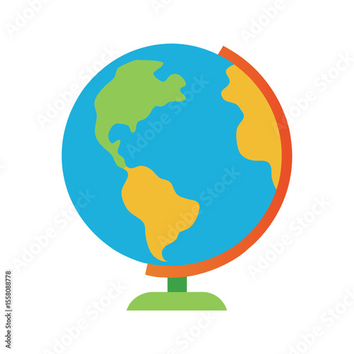Flat style globe for geographic and travel themes in minimalist design Vector illustration