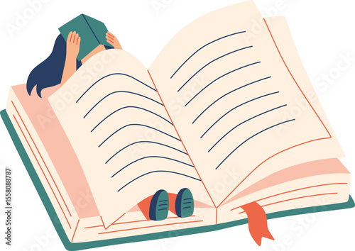 Child Lying on an Open Book

