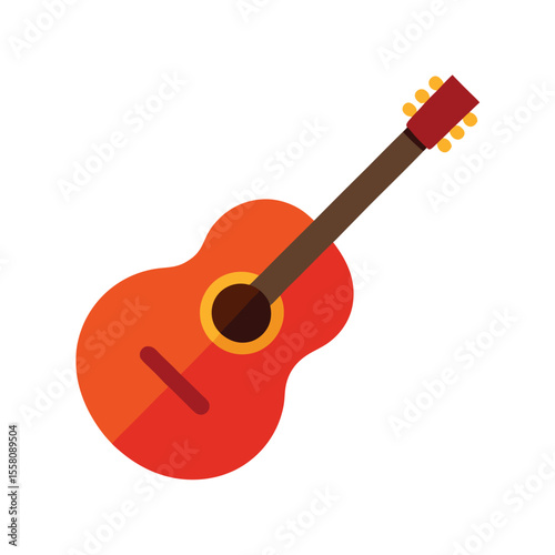 Minimalist western guitar in flat color style ideal for music and country themes Vector illustration
