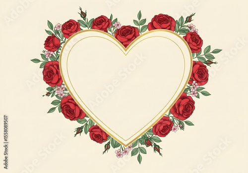 Romantic Red Roses Heart Frame Design for Valentines Day