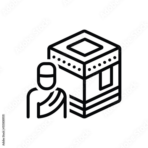Black line icon for hajj