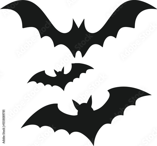 silhouettes of flying bats against a white background for halloween