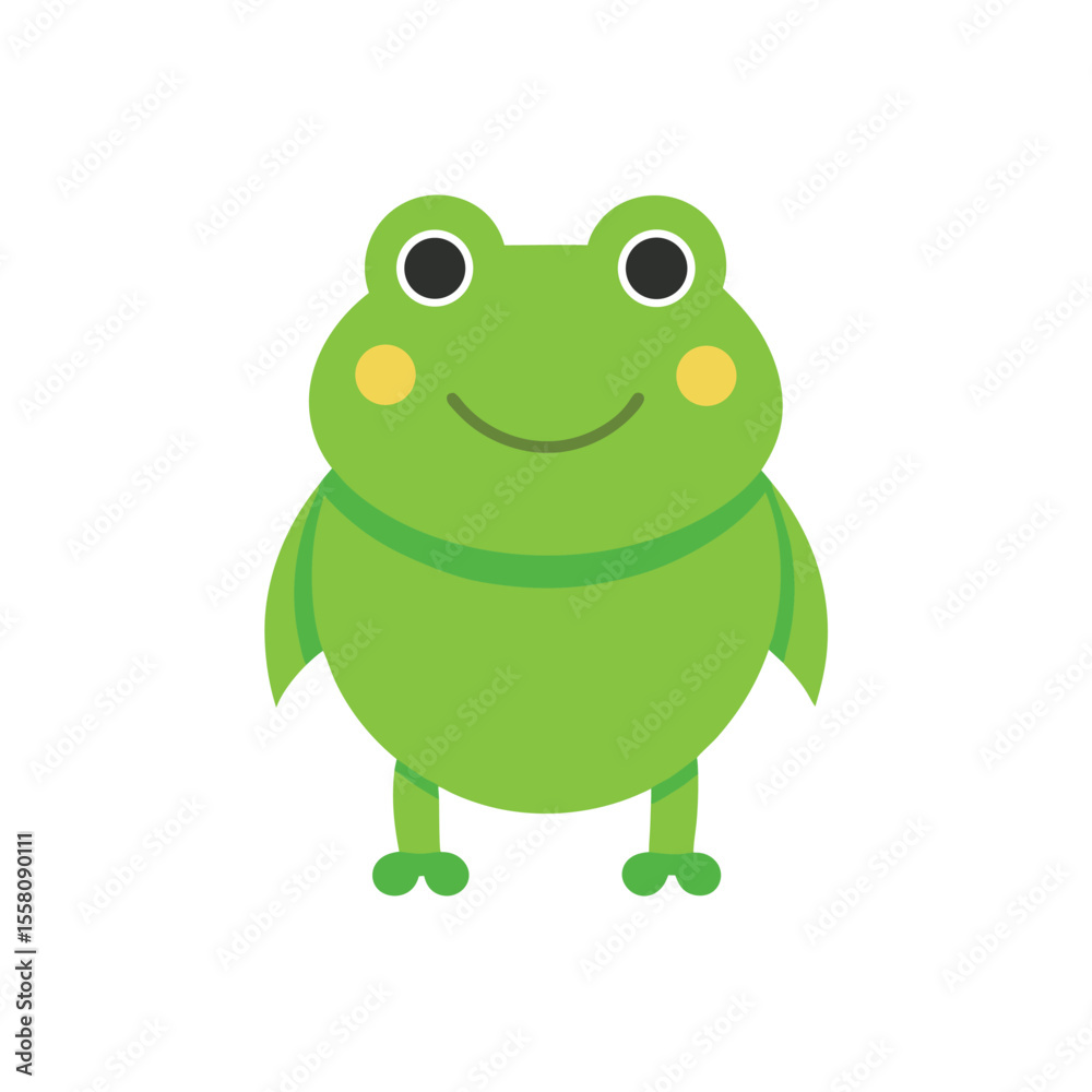 Obraz premium Happy frog icon in flat color minimalist design for cute and fun animal lovers Vector illustration