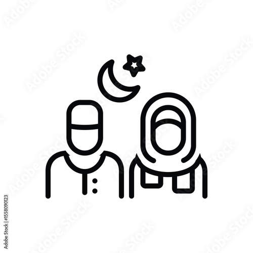 Black line icon for muslims