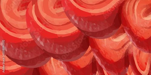 Red liquid background. Beautiful abstraction of liquid paint in a slow flowing and smoothly mixing mixture. Vector illustration