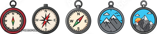 Compass Illustration Set