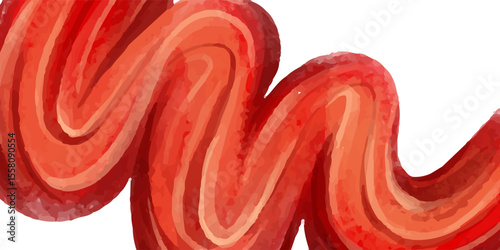 Red liquid background. Beautiful abstraction of liquid paint in a slow flowing and smoothly mixing mixture. Vector illustration