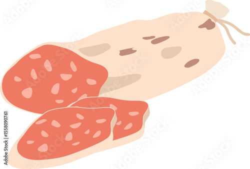 Sausage sliced picnic meal vector illustration