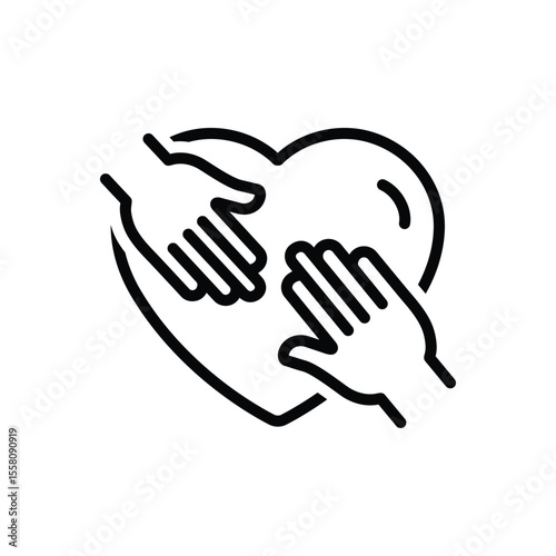 Black line icon for charity