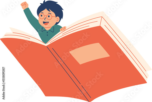 Child Flying with Book

