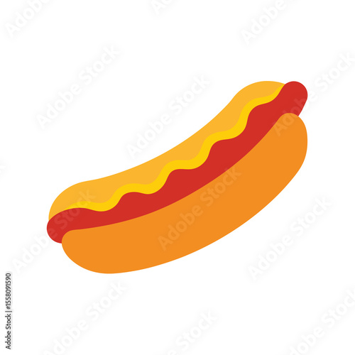 Minimalist hotdog in flat color style perfect for junk food or BBQ designs Vector illustration