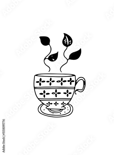 Vector illustration of a cup of fragrant and natural tea