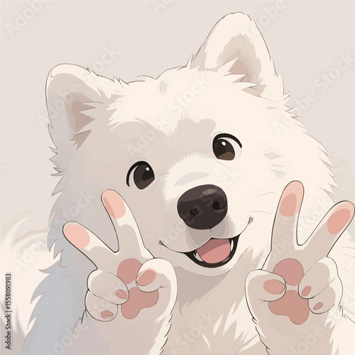 Cartoon pet animal illustration of a cute domestic dog head character
