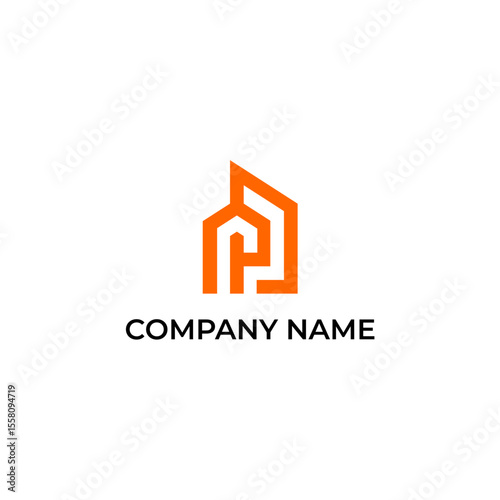 letter r with house shape logo design