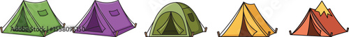 Cartoon Tents Set for Camping and Outdoor Adventure