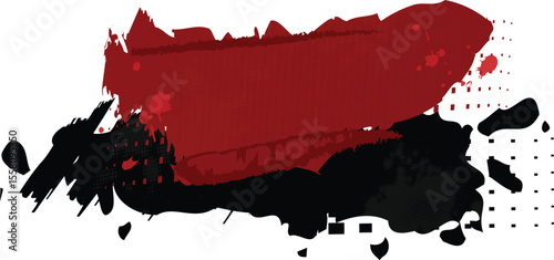 Red and black brush stoke abstract element graphic