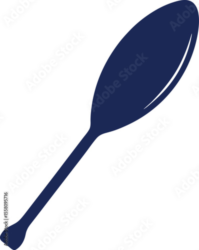 Dark blue silhouette of a canoe paddle isolated on white background