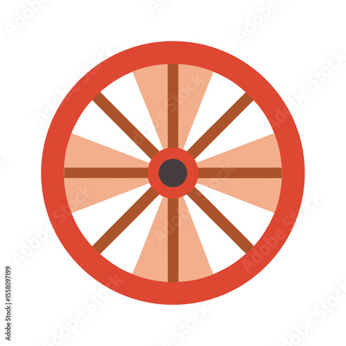 Flat color style and minimalist of a wagon wheel one vector illustration