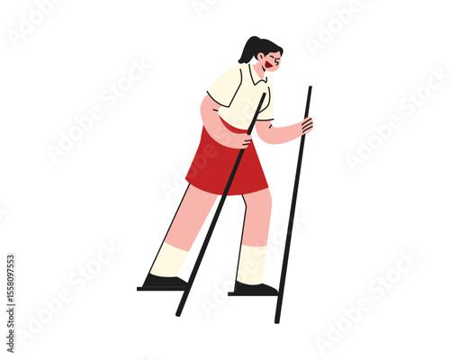 Stilts Walking Girl Illustration. Indonesian Independence Day Simple Illustration