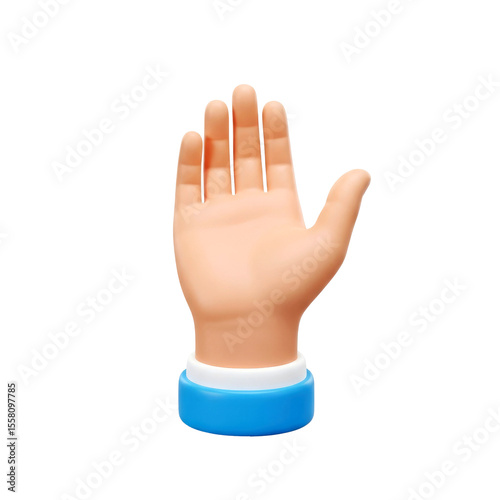 3D Render of a Hand Gesture: Stop Sign, Palm, Fingers