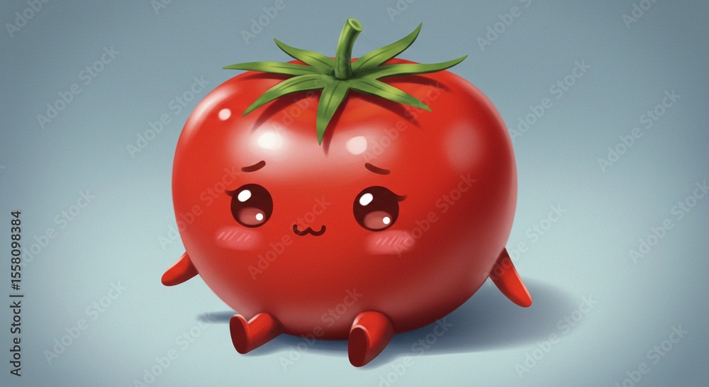 Fototapeta premium Cute cartoon tomato illustration