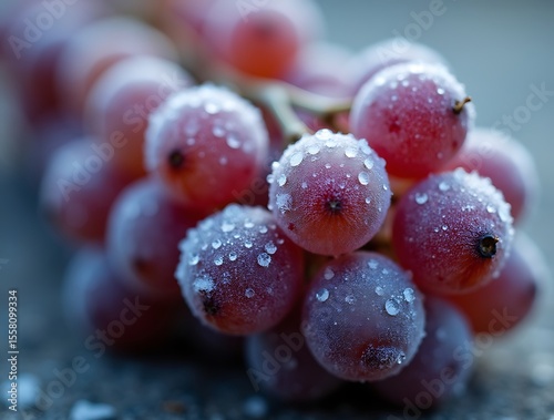 Wallpaper Mural A close-up photograph of a chilled grape cluster, with frosty purple skins and dew Torontodigital.ca