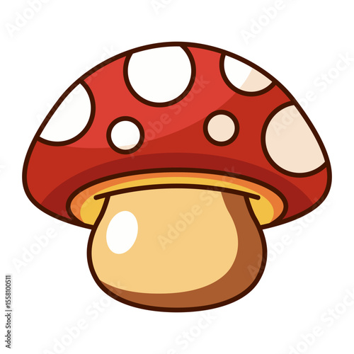 Red spotted mushroom cartoon icon isolated on white background