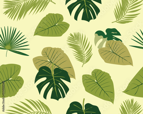 seamless pattern with green leaves,Seamless tropical leaves pattern design
