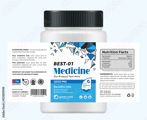 Creative food Supplement food Packaging Design, Geometric Shapes, health branding.