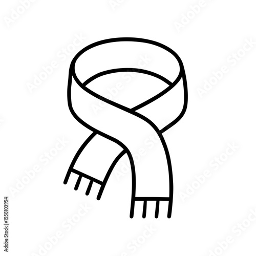 Winter scarf icon outline – symbol of warmth, comfort and seasonal style