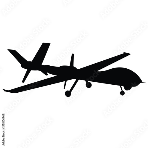 Silhouette of a Military Drone Aircraft for Surveillance and Reconnaissance Missions