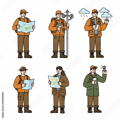 Outdoor Exploration and Field Work People Set
