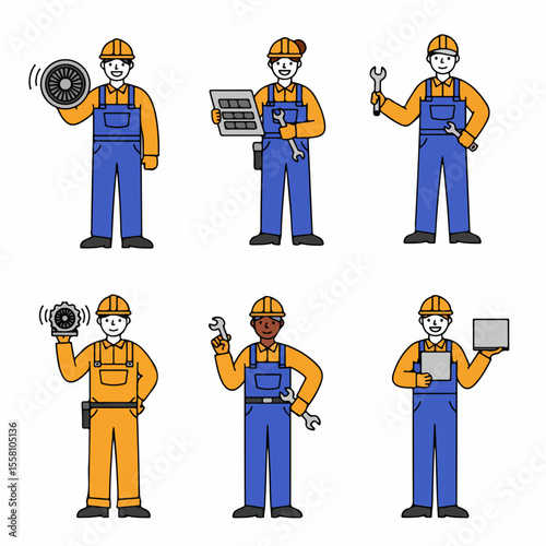 Industrial Workers Illustration Set