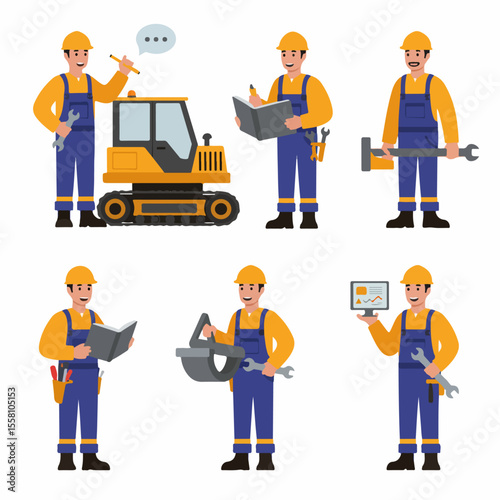 Set of Construction Worker Illustrations