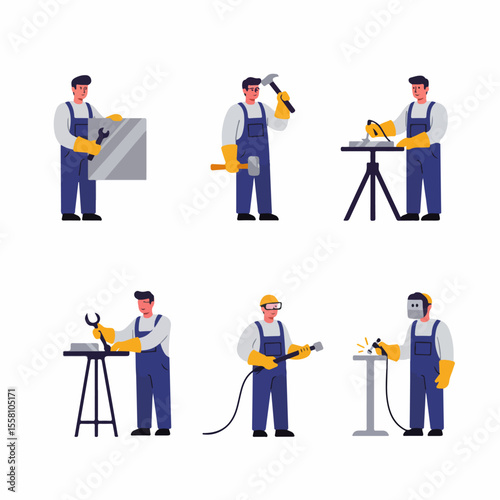 Industrial Worker Activities Set