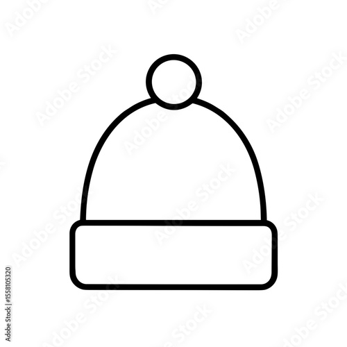 Pom-pom beanie icon outline – symbol of warmth and winter fashion