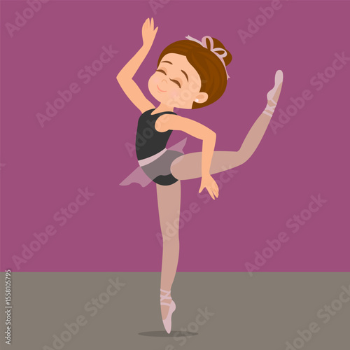 Cute Ballerina Girl Dancing. Little Ballerina in a Pink Tutu Dress. Dance classes.