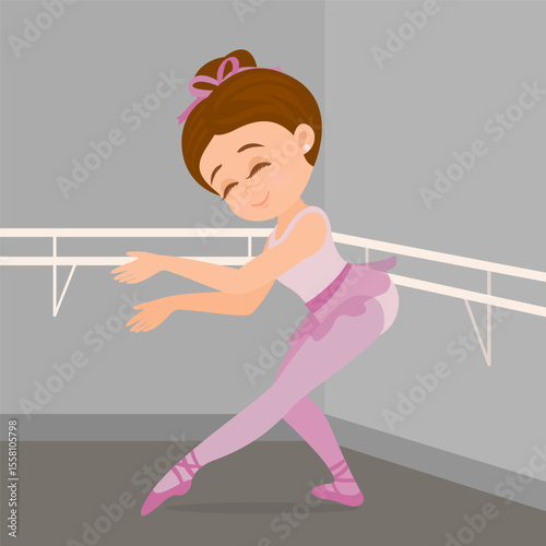 Cute Ballerina Girl Dancing. Little Ballerina in a Pink Tutu Dress. Dance classes.