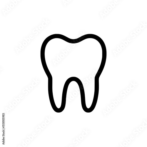Simple Outline of a Tooth Icon Representing Oral Hygiene or Dental Symbol