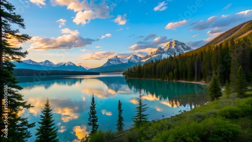 mountain lake in the morning