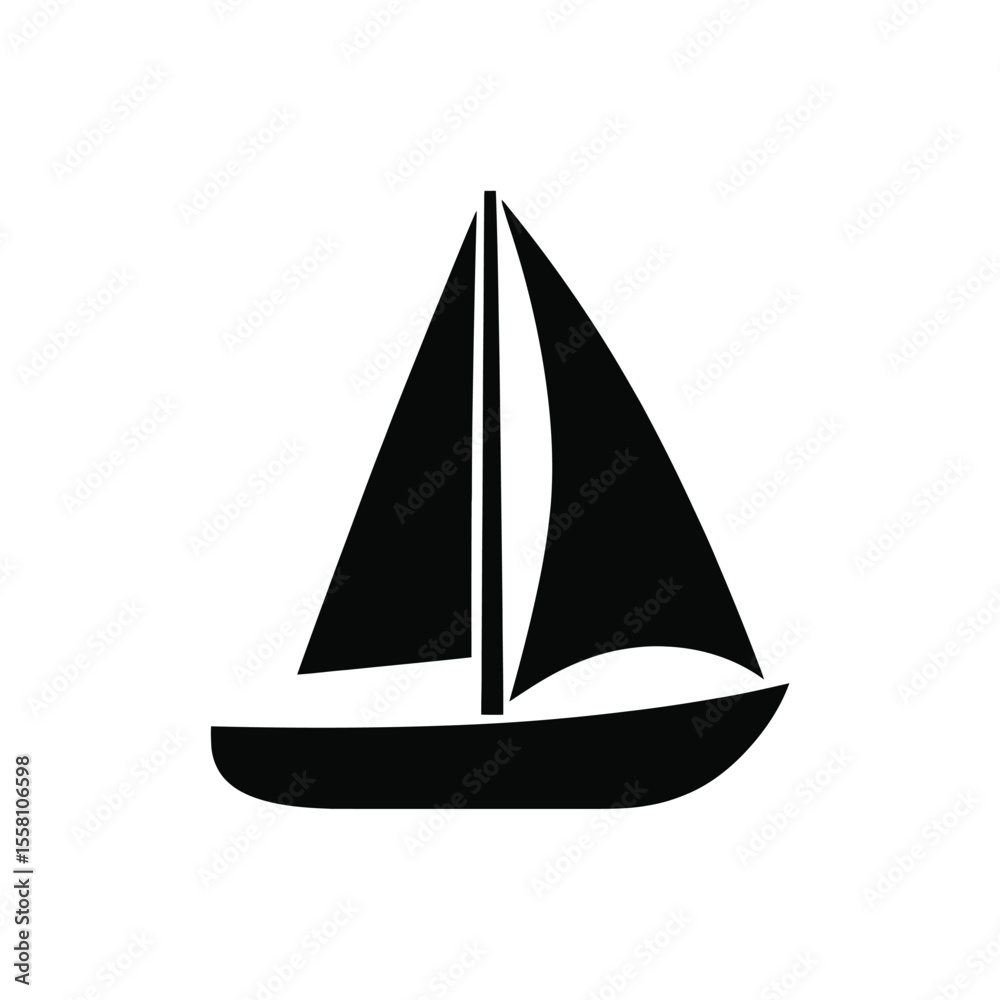 Simple Black Silhouette Sailboat Icon Graphic Simple Black Silhouette Sailboat Icon Graphic
