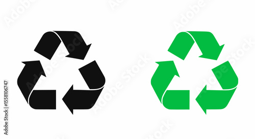 Black and green recycle symbols on a white background.