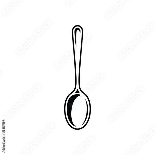 Simple Black and White Teaspoon Illustration