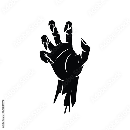 Creepy Zombie Hand Silhouette Reaching Out from the Grave Illustration