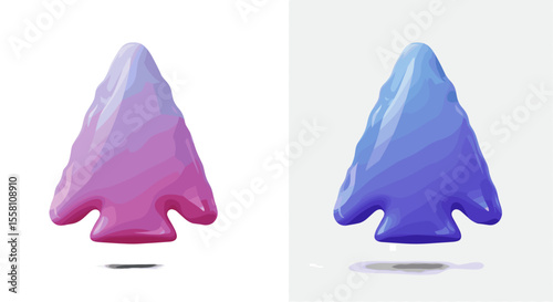 Colorful arrowhead shaped object in gradient pink and blue style  