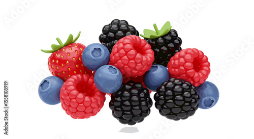 Assorted berries including strawberries, blueberries, raspberries, and blackberries  