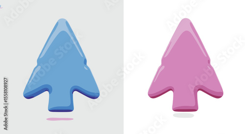 Arrowhead isolated in blue and pink colors on white background  