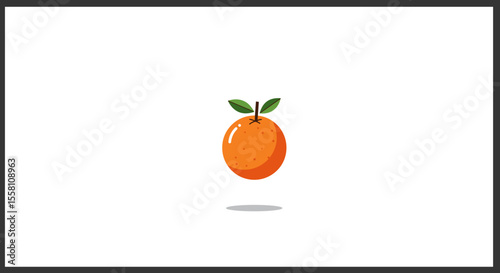 Fresh orange with green leaves on white background  