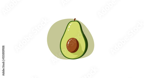 Fresh avocado with pit on soft green background  