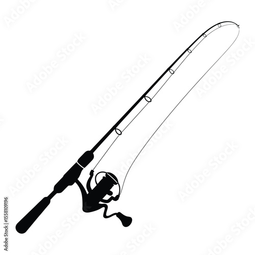 Spinning Fishing Rod Silhouette Illustration